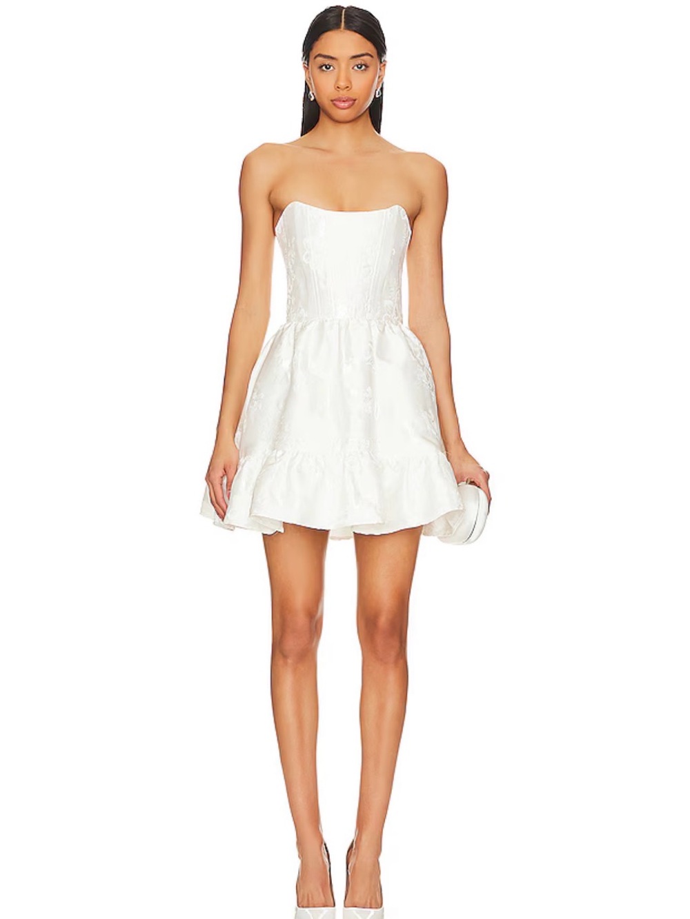 V. Chapman Ginny Corset Mini Dress in White Baroque Floral